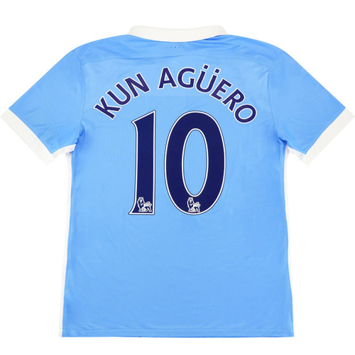 Sergio Aguero Manchester City 2015-16 Home Football Shirt Medium 